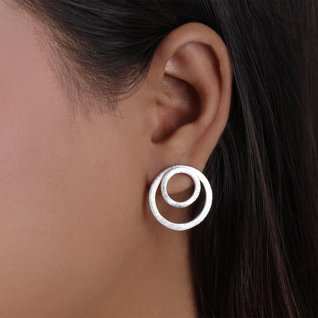 Pure Silver Earrings - Twin Band Model - Tweov Jewels