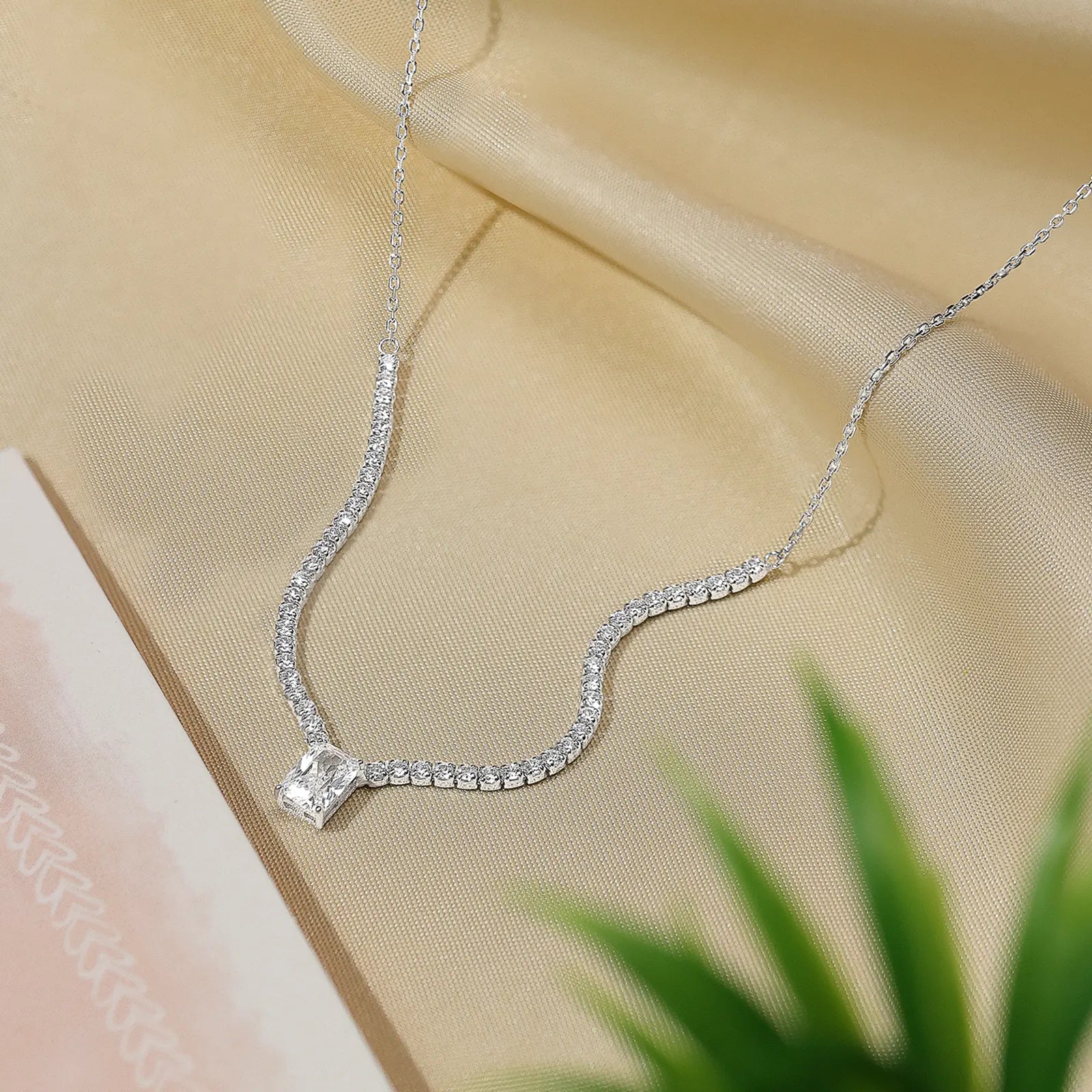 Solitaire Silver Tennis Necklace - Tweov Jewels