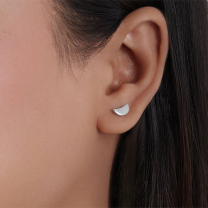 Pure Silver Stud - Half Moon With Matte Finish - Tweov Jewels
