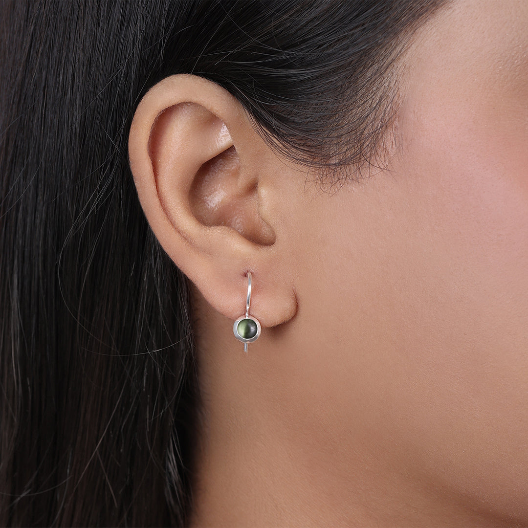 Pure Silver Earrings - Emerald Dew Mini Drop - Tweov Jewels