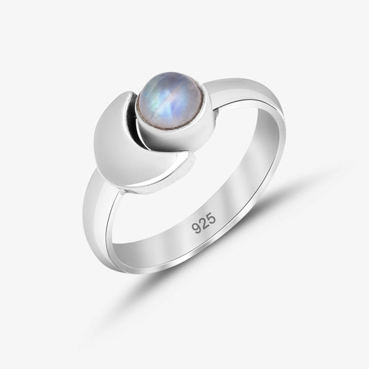 Half Blue Moon Silver Ring