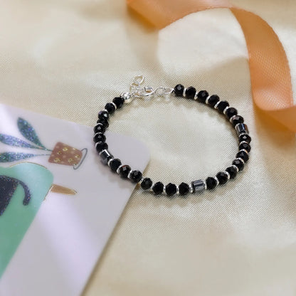 Silver Black Bead Bracelet for Kids - Tweov Jewels