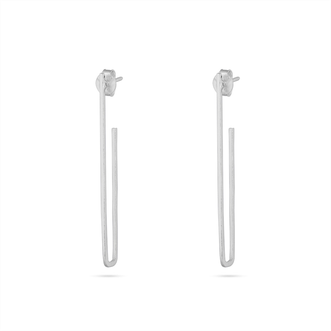 Pure Silver Earrings - Long Asymmetrical Dangle - Tweov Jewels
