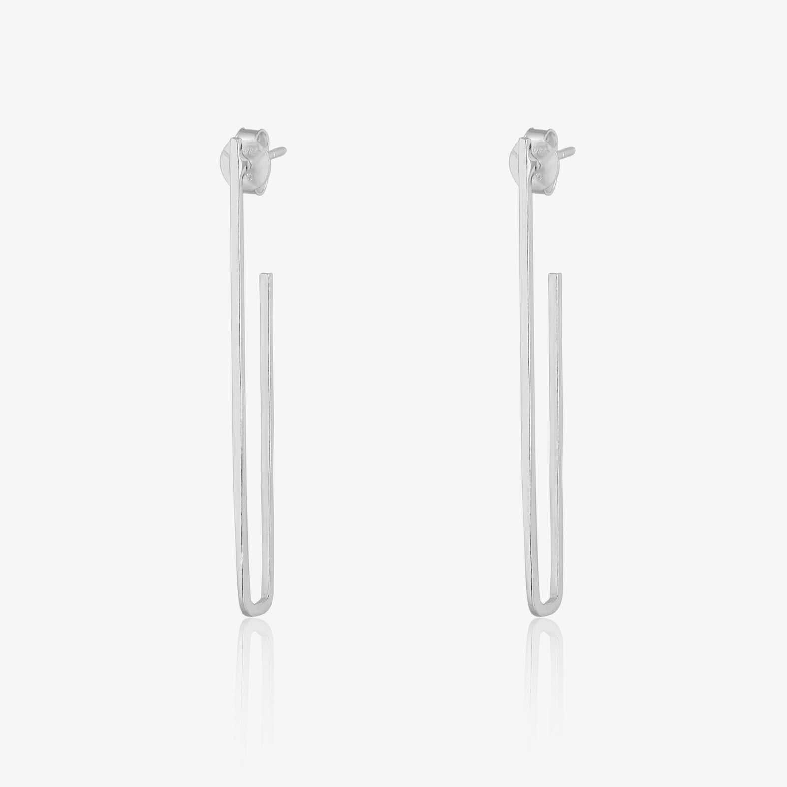 Long U Shaped Silver Dangle Earrings