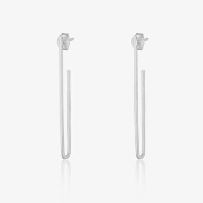 Long U Shaped Silver Dangle Earrings