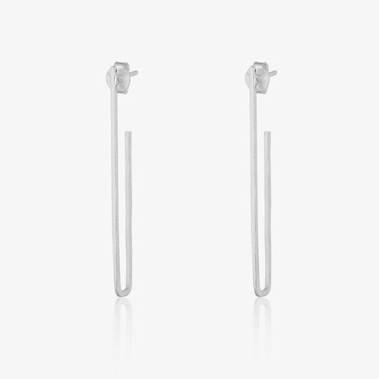 Long U Shaped Silver Dangle Earrings