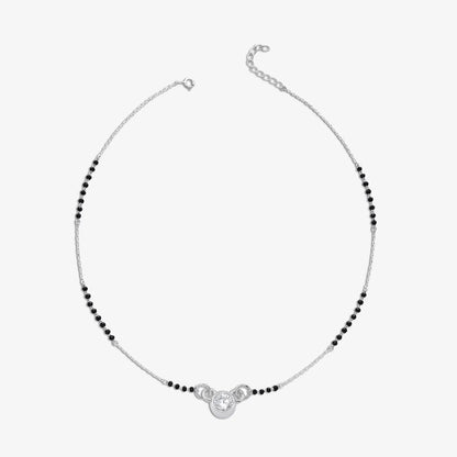 AD Studded Round Solitaire Silver Mangalsutra - Tweov Jewels