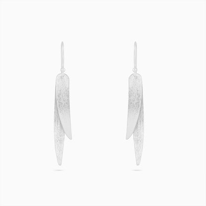 Pure Silver Earring - Long Feather Shaped Sleek - Tweov Jewels
