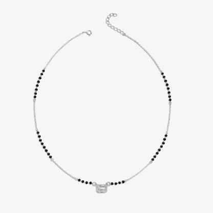 AD Studded Rectangle Silver Mangalsutra - Tweov Jewels