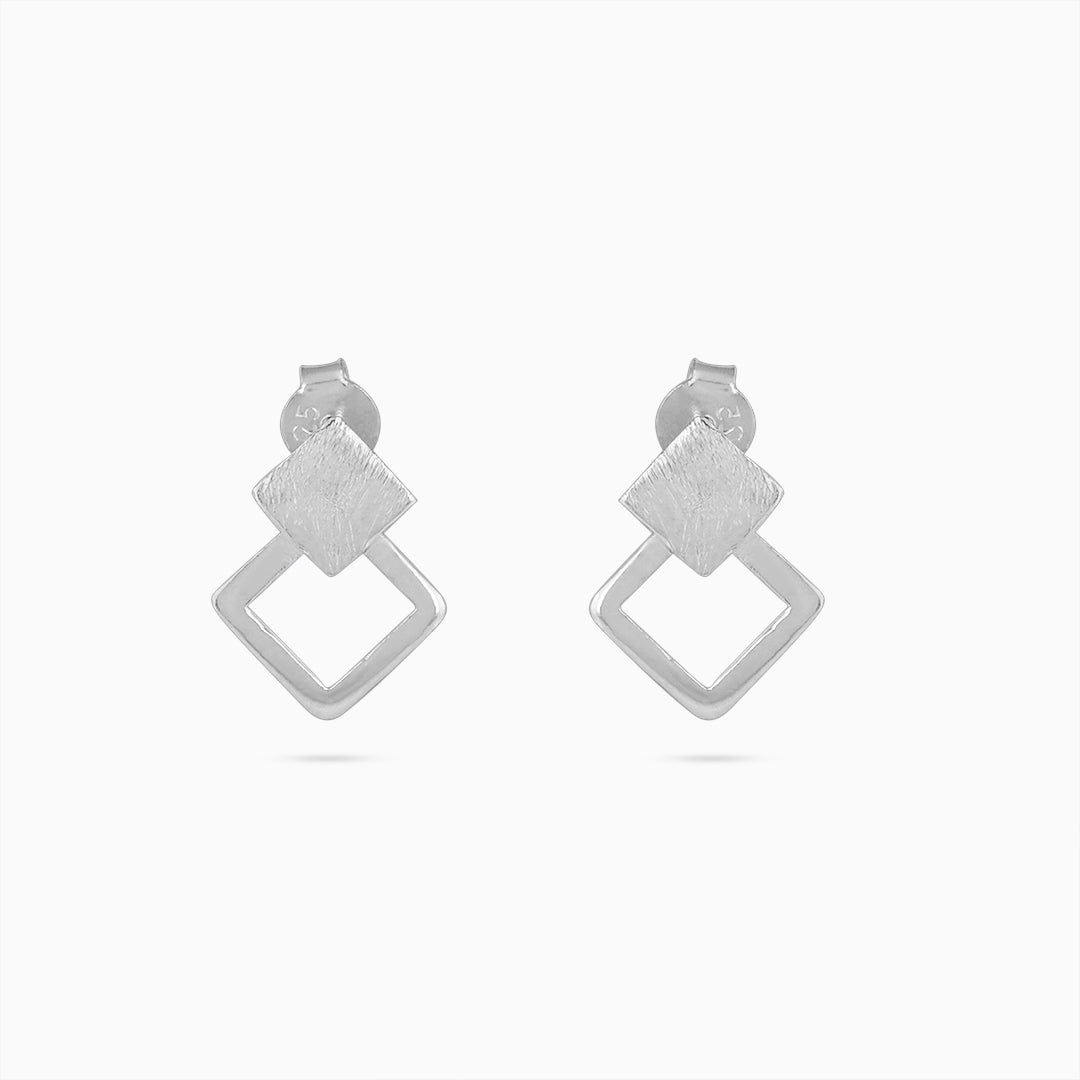 Pure 925 Silver Studs - Sterling Square Texture - Tweov Jewels