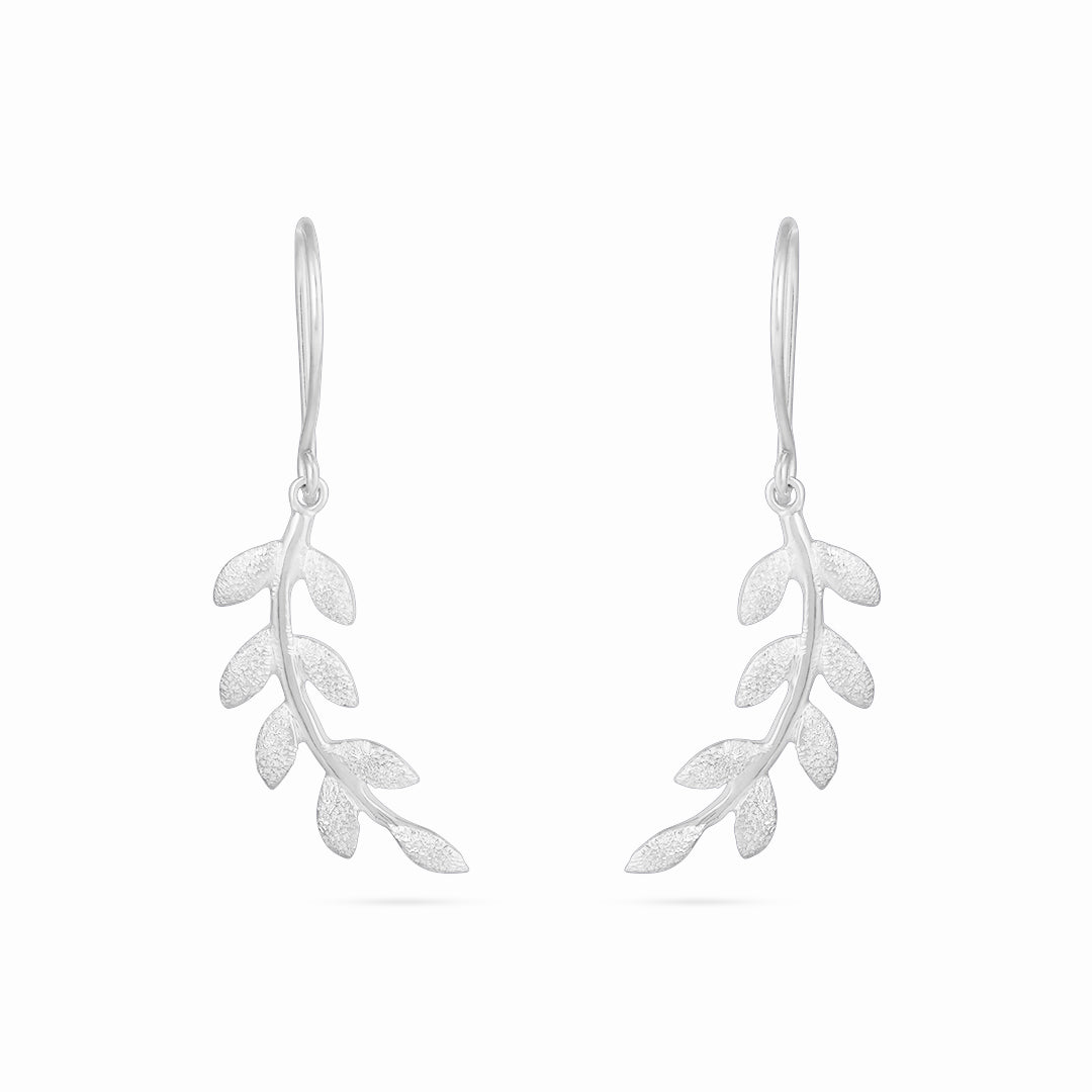 Pure Silver Earrings - Leafy Floral Design - Tweov Jewels