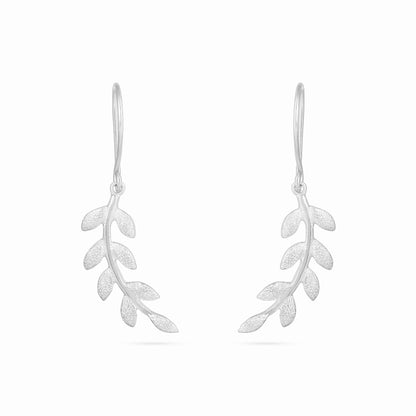Pure Silver Earrings - Leafy Floral Design - Tweov Jewels
