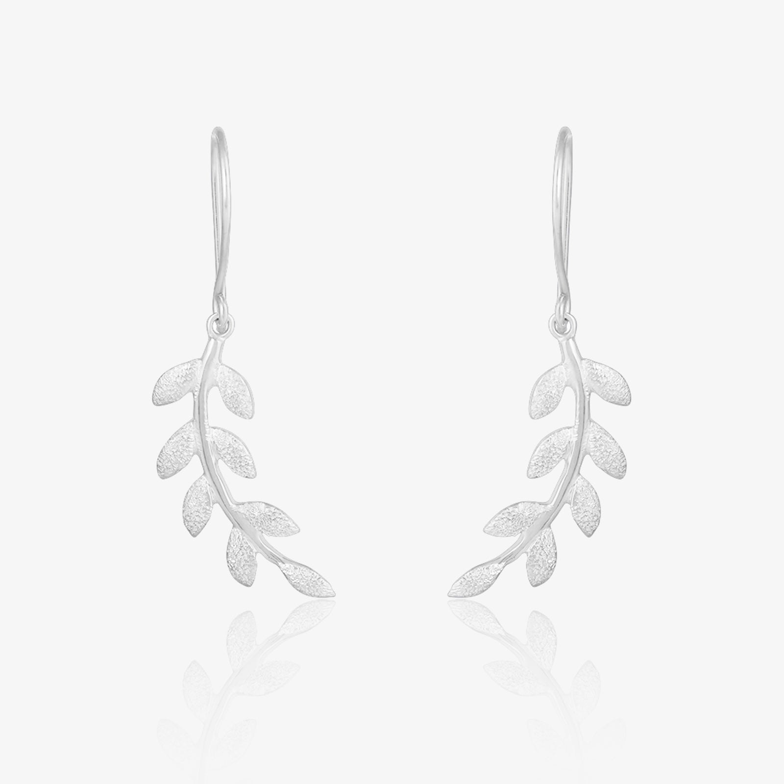 Leafy Silver Dangle Earrings