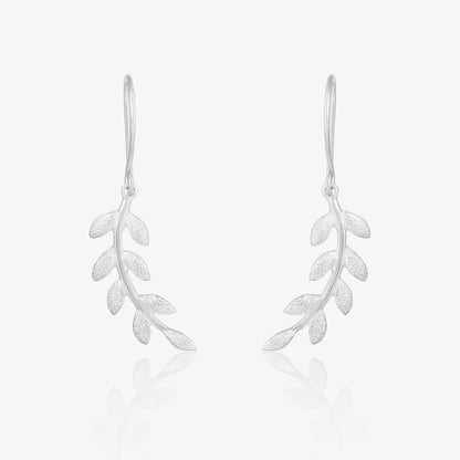 Leafy Silver Dangle Earrings