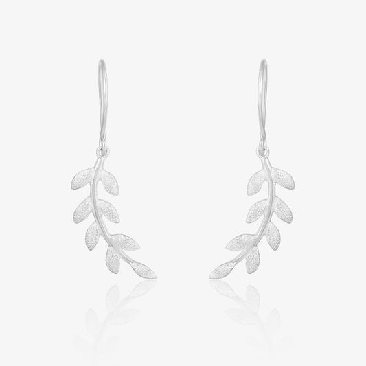 Leafy Silver Dangle Earrings