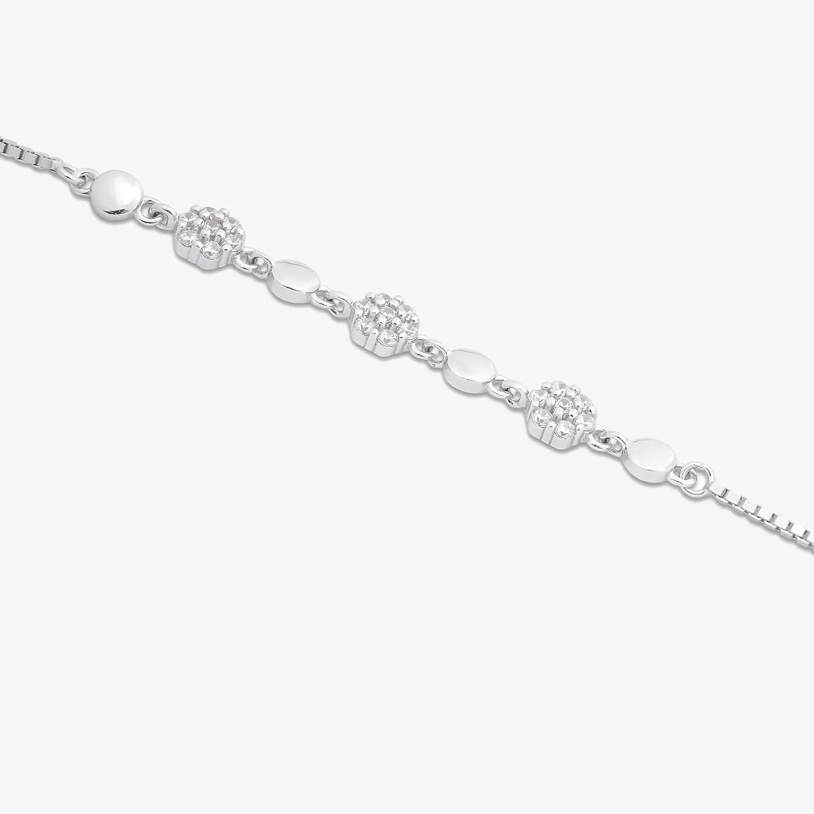 Floral Box Chain Silver Bracelet - Tweov Jewels