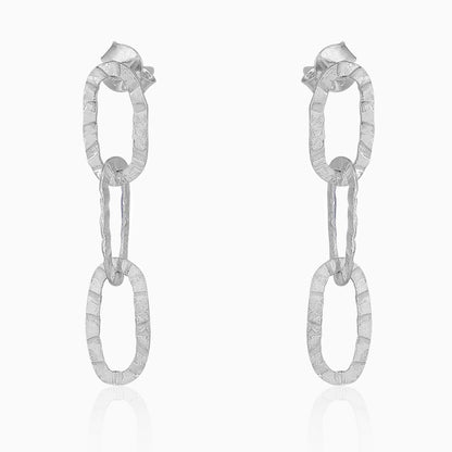 Intertwined Long Chain Silver Dangle Earrings
