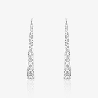 Oxidized Silver Long Bar Dangle Earrings - Tweov Jewels