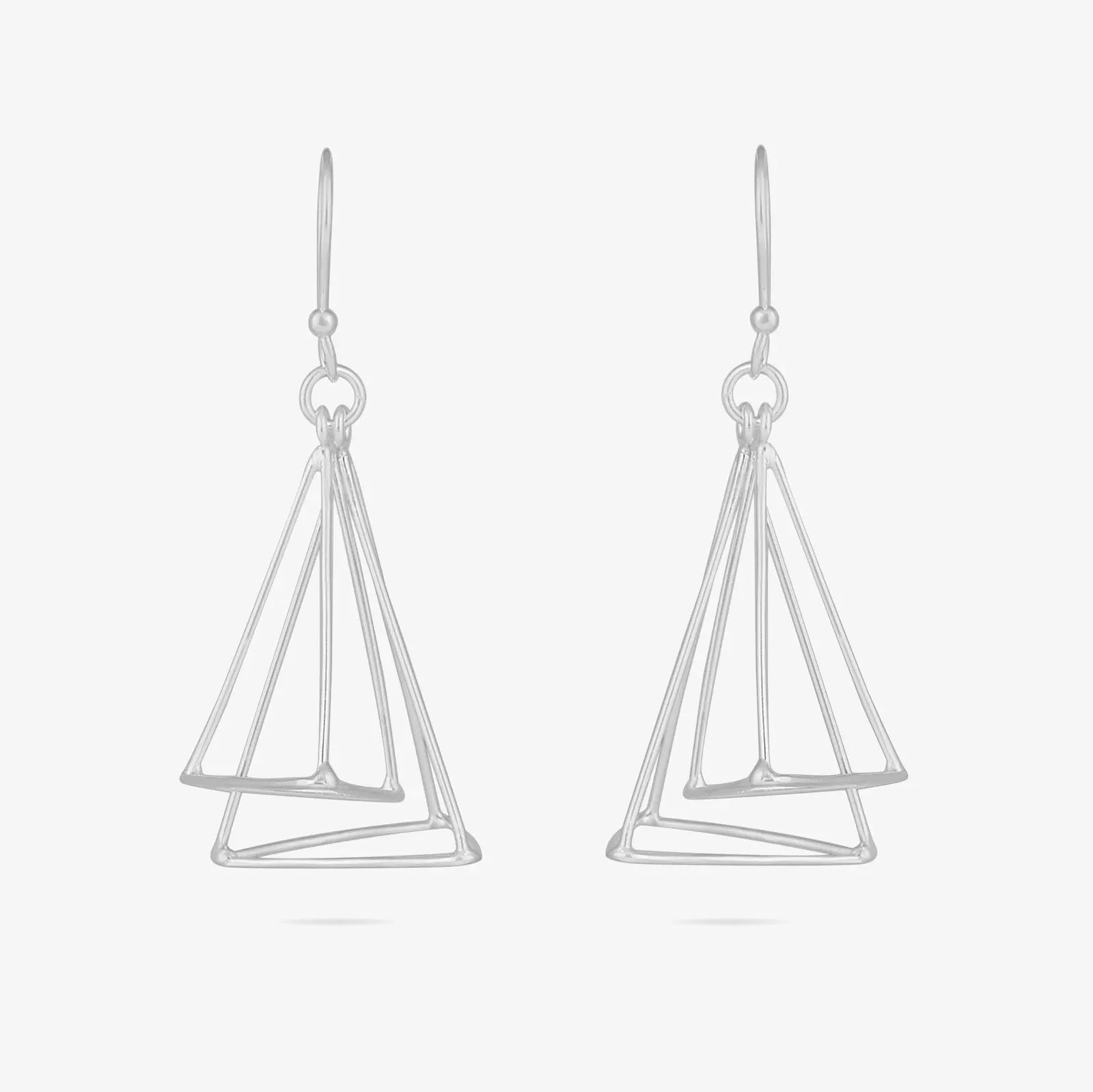 Triangular Tone Silver Dangle Earrings - Tweov Jewels