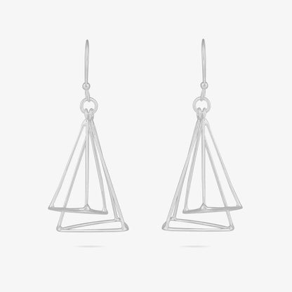 Triangular Tone Silver Dangle Earrings - Tweov Jewels