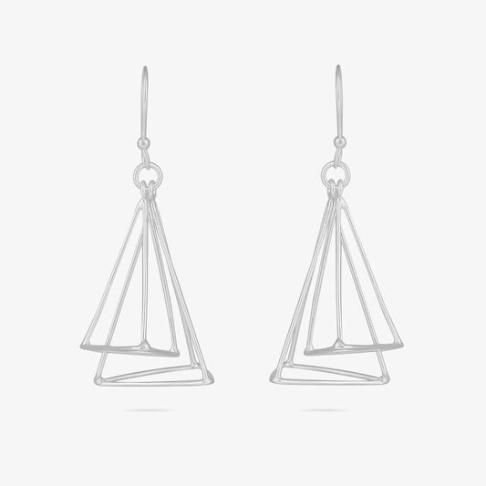Triangular Tone Silver Dangle Earrings - Tweov Jewels