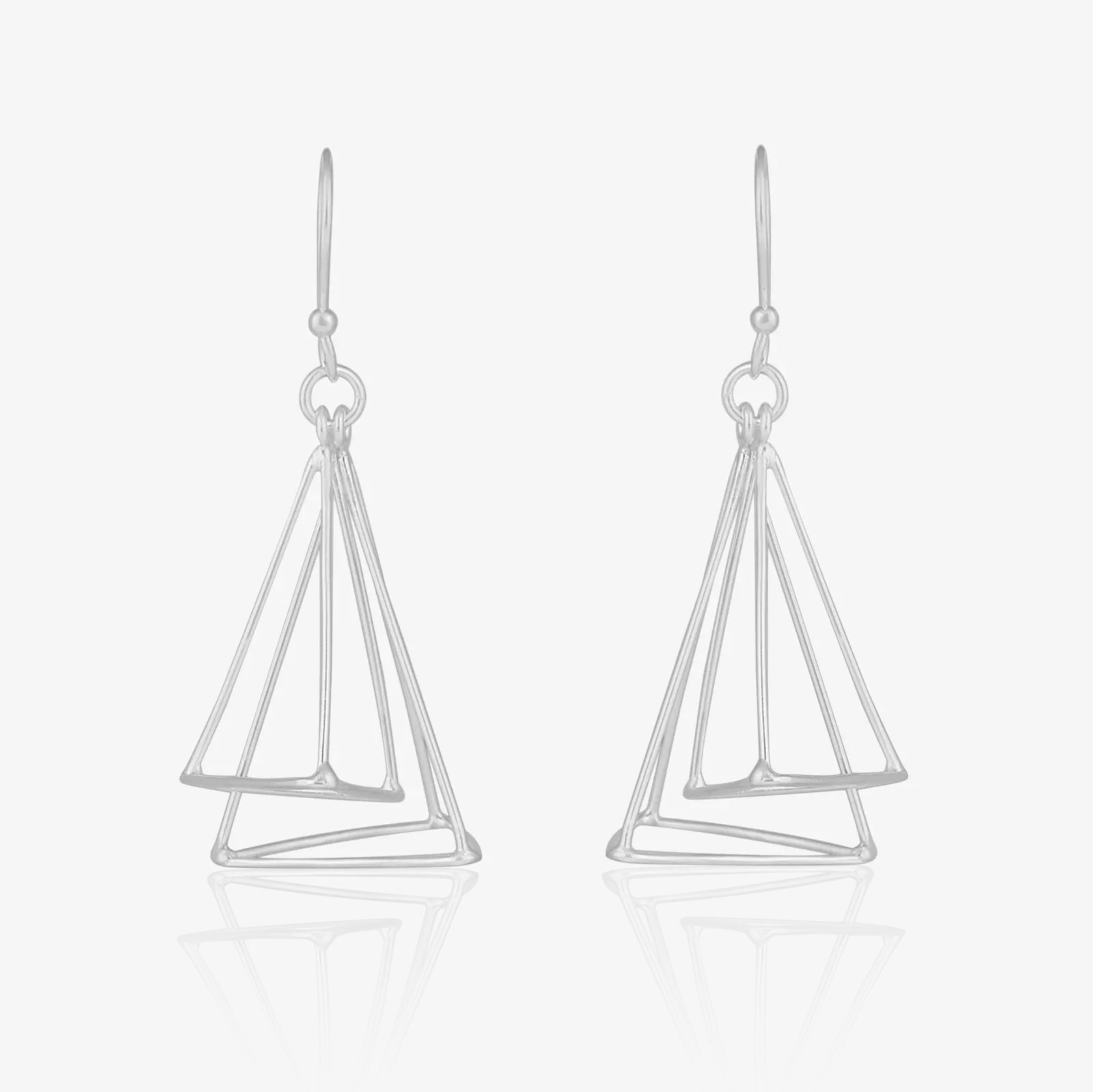 Triangular Tone Silver Dangle Earrings