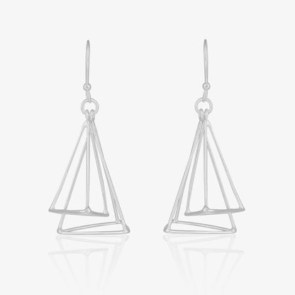 Triangular Tone Silver Dangle Earrings