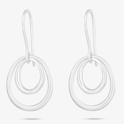 Pure Silver Earrings - Double Ring in Scratch Finish - Tweov Jewels