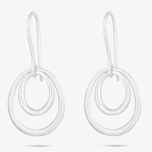 Pure Silver Earrings - Double Ring in Scratch Finish - Tweov Jewels