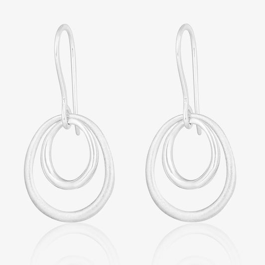 Twin Circular Silver Earrings