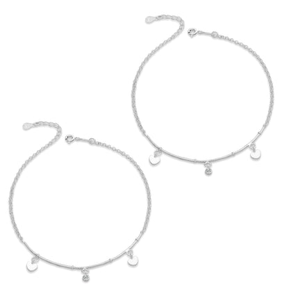 Heart Charm Silver Anklet