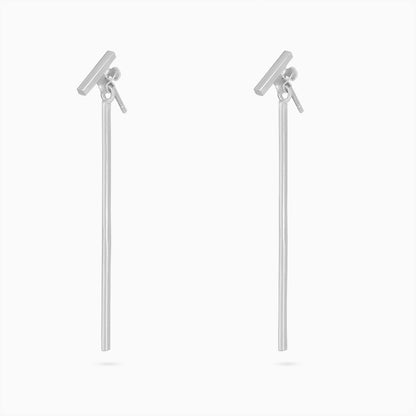 Pure 925 Silver Earrings - Toned Long Drop Model - Tweov Jewels