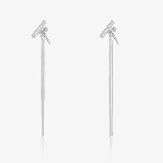 Long Bar Silver Earrings