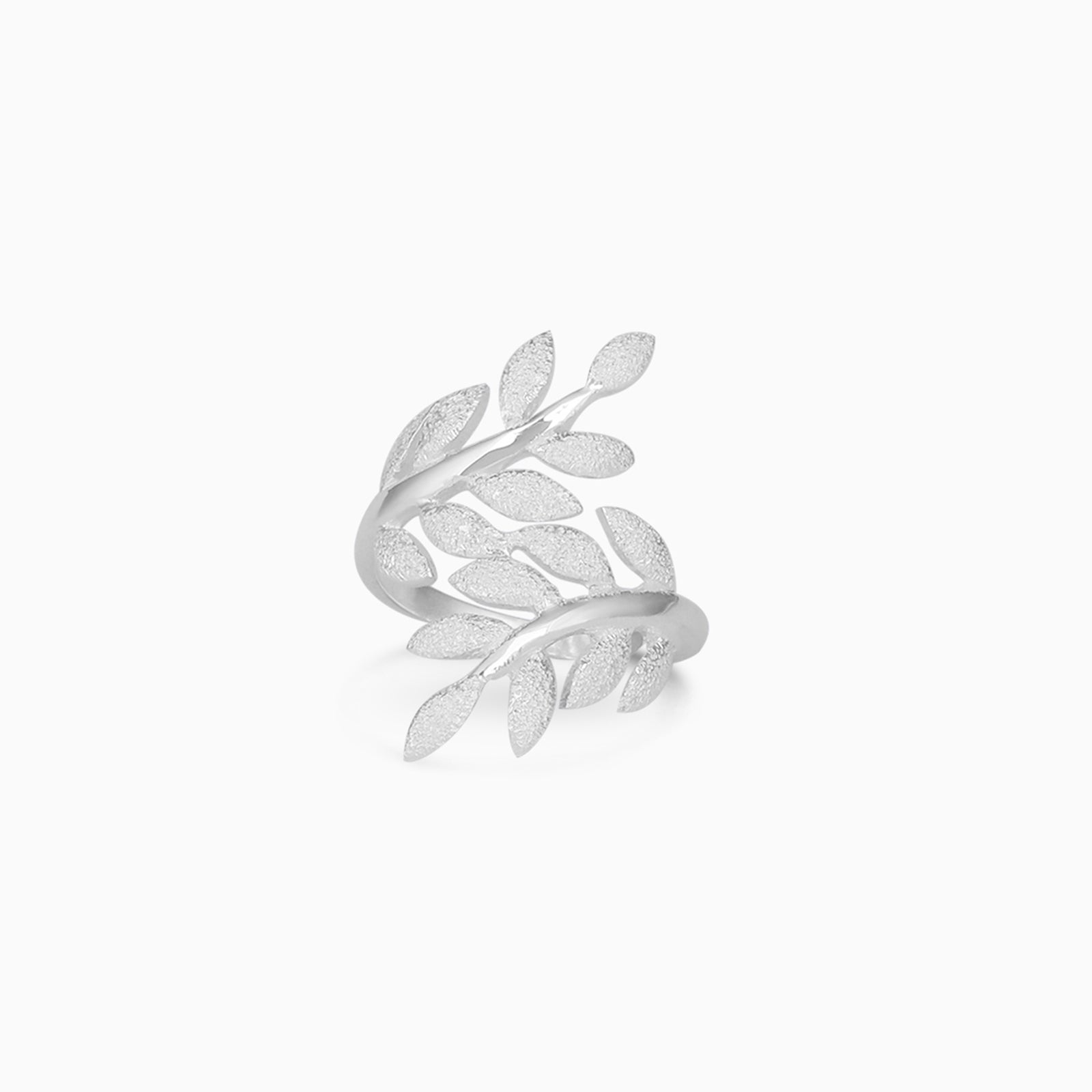 Silver Simple Leaf Branch Silver Ring