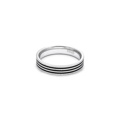 925 Sterling Silver Black Spinner Ring - Tweov Jewels