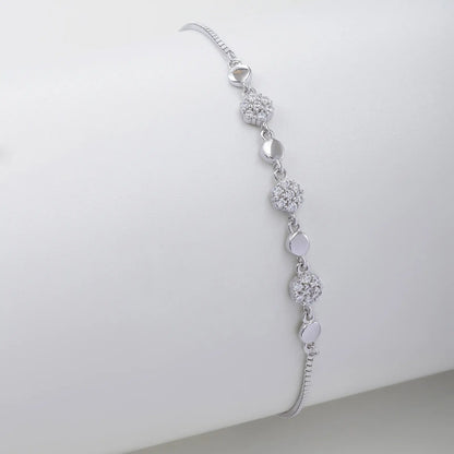 Floral Box Chain Silver Bracelet - Tweov Jewels