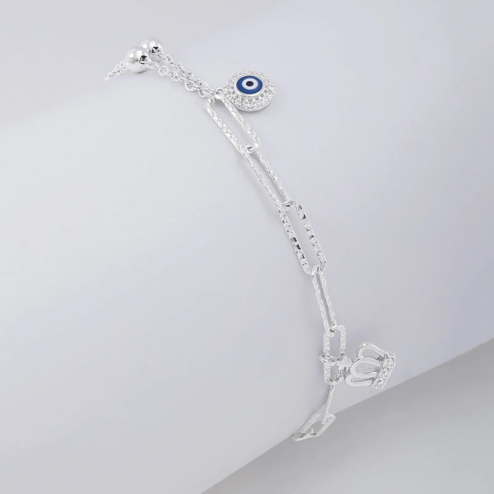 Evil Eye Queen Silver Chain Bracelet - Tweov Jewels