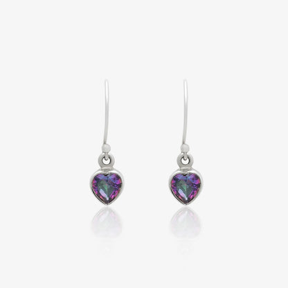 Heart Shape Mystic Topaz Studded Silver Earrings