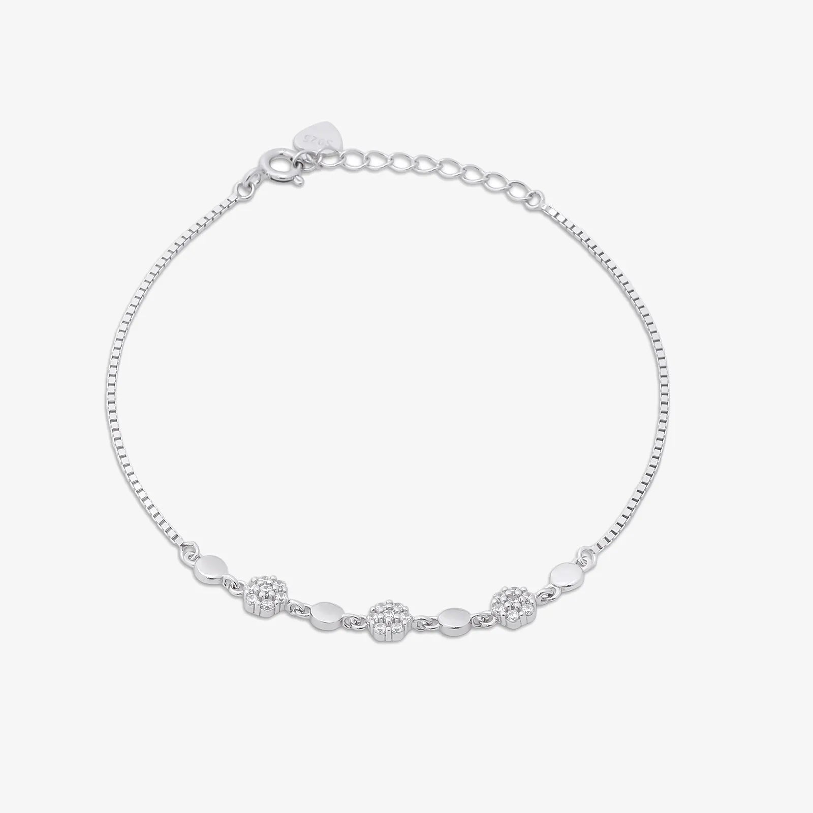 Floral Box Chain Silver Bracelet - Tweov Jewels