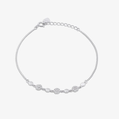 Floral Box Chain Silver Bracelet - Tweov Jewels