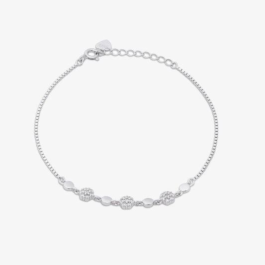 Floral Box Chain Silver Bracelet - Tweov Jewels