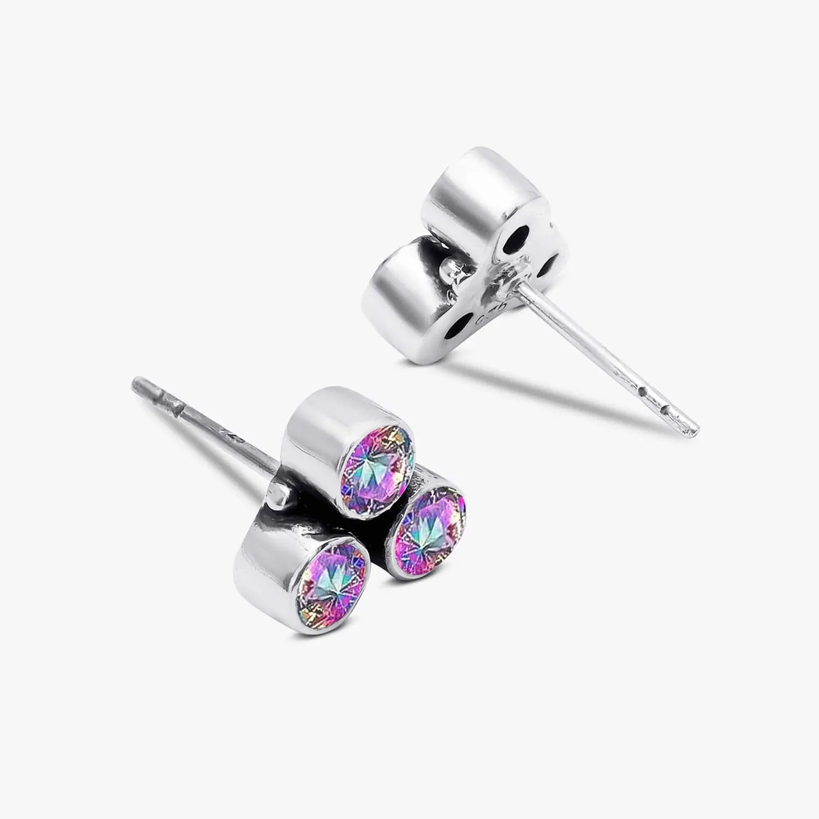 Triangular Topaz Silver Stud Earrings - Tweov Jewels