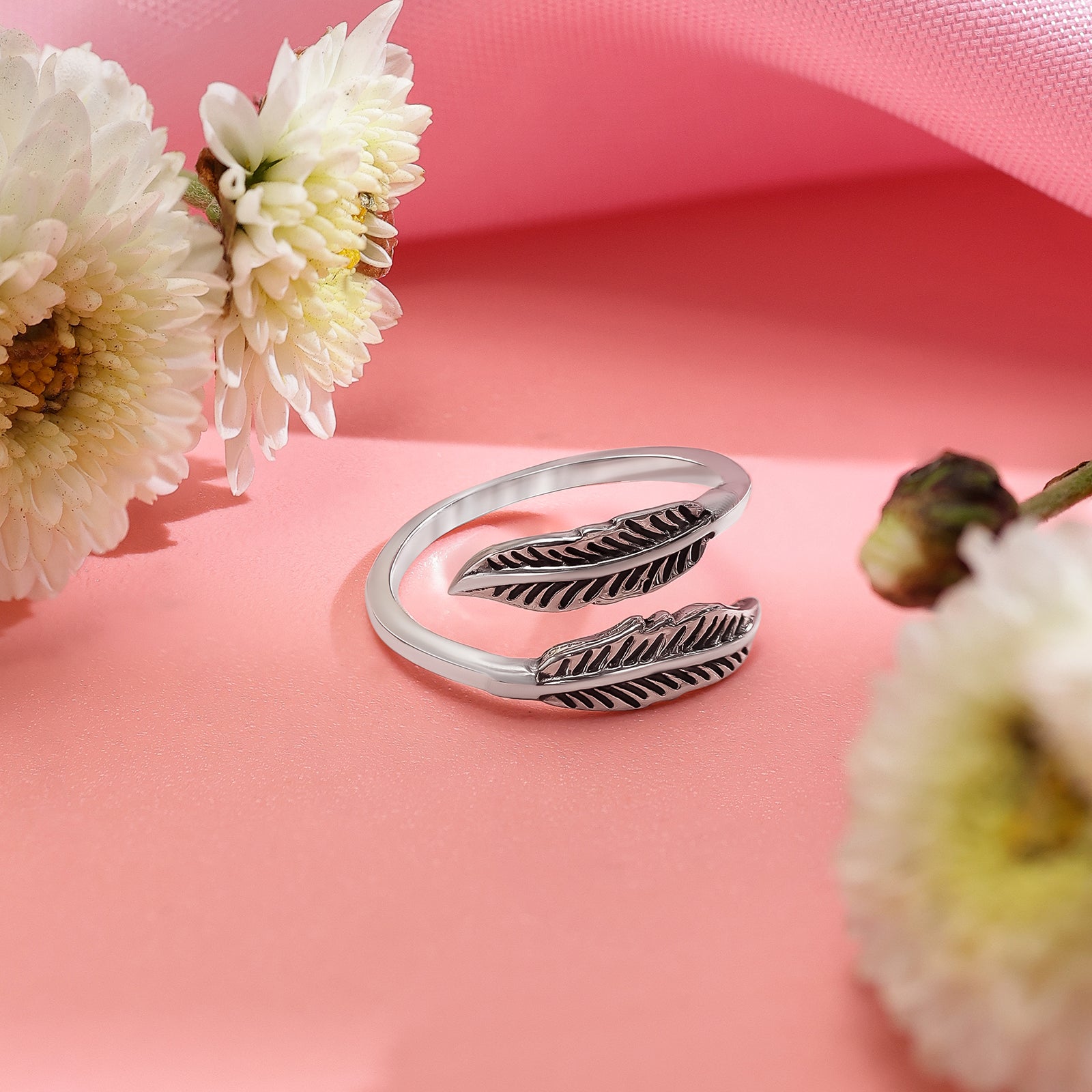 Silver Leaf Band Ring