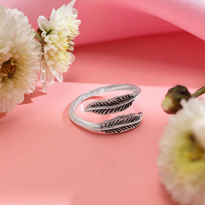 Silver Leaf Band Ring