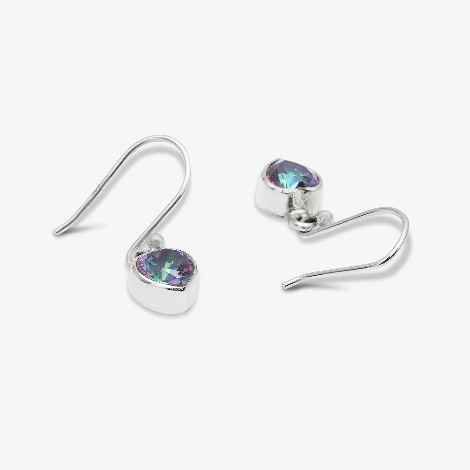Heart Shape Mystic Topaz Studded Silver Earrings