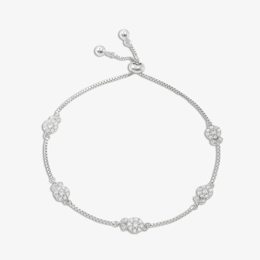Floral Leaf Design Box Chain Silver Bracelet - Tweov Jewels