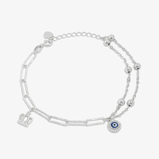 Evil Eye Queen Silver Chain Bracelet - Tweov Jewels