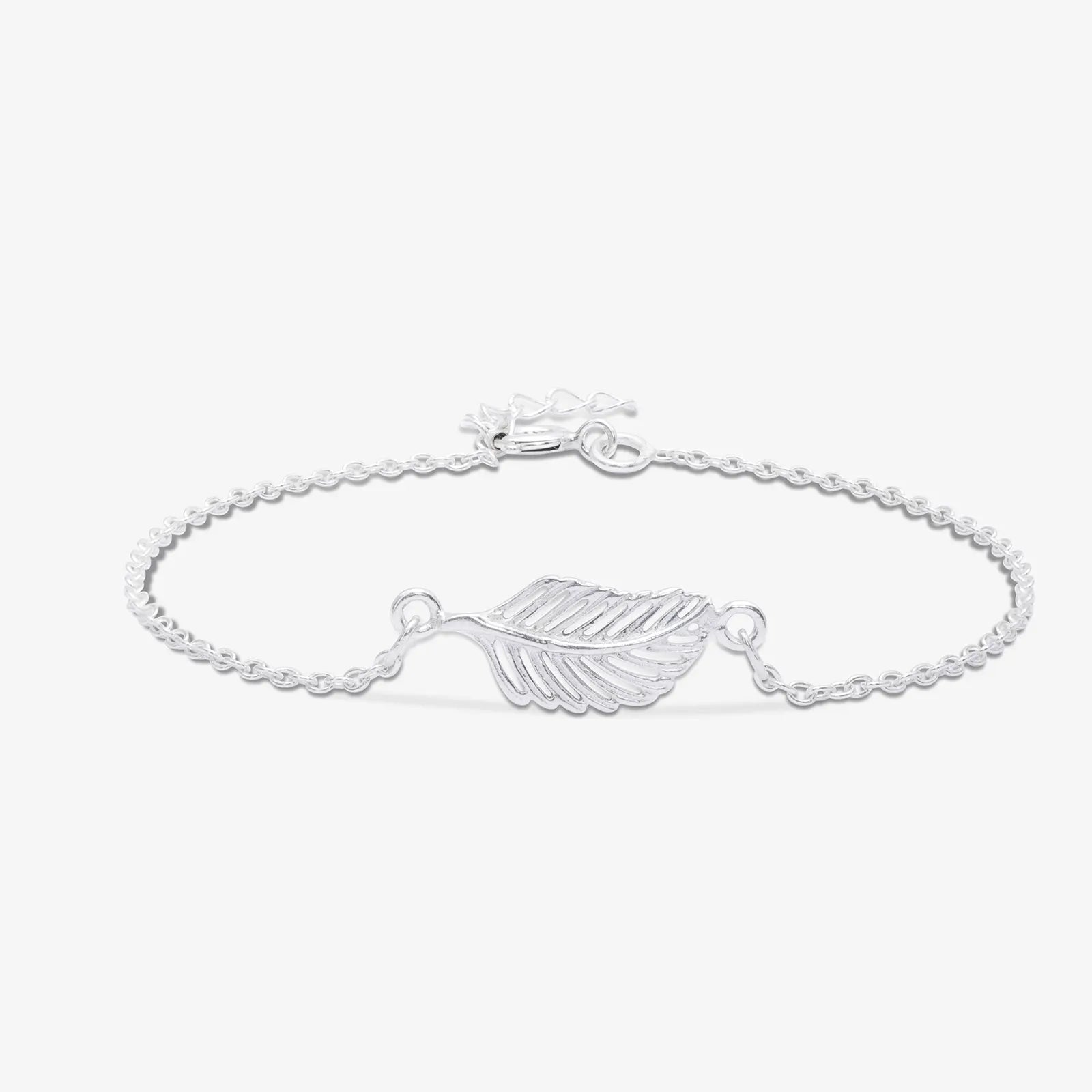 Pure 925 Sterling Silver Leaf Design Chain Bracelet - Tweov Jewels