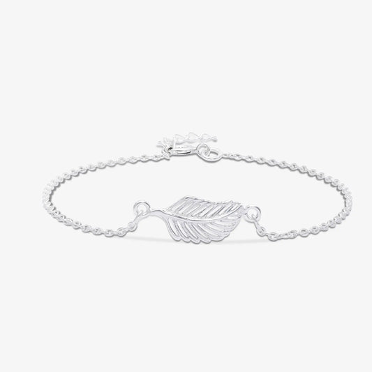 Pure 925 Sterling Silver Leaf Design Chain Bracelet - Tweov Jewels