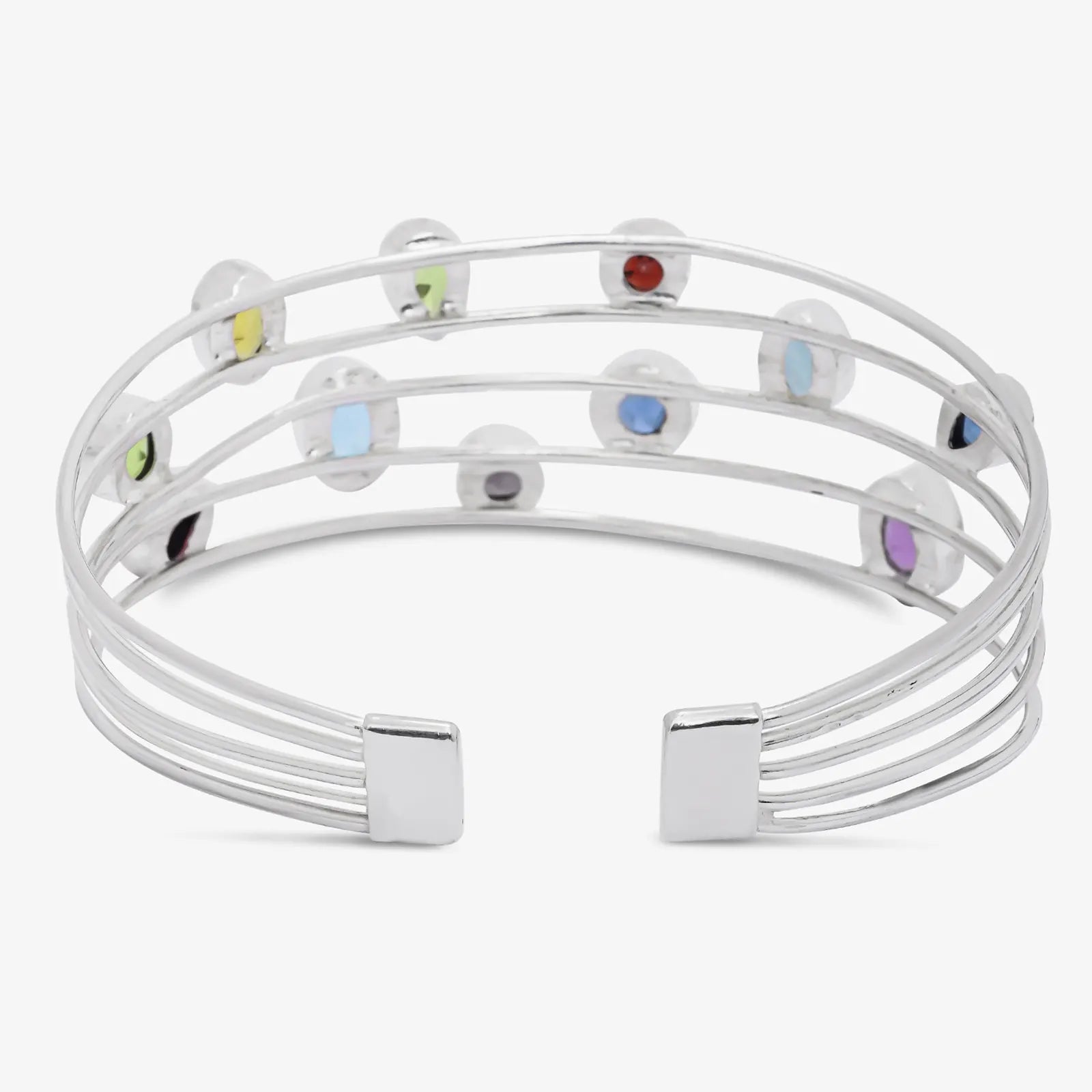 Designer Multicolor Silver Cuff Bracelet - Tweov Jewels
